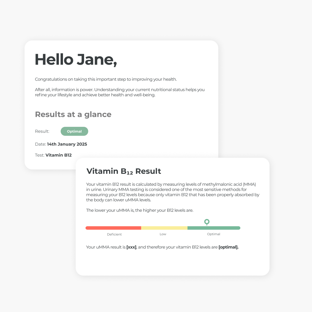 Vitamin B12 Results at a Glance Report Overview | NeoVos
